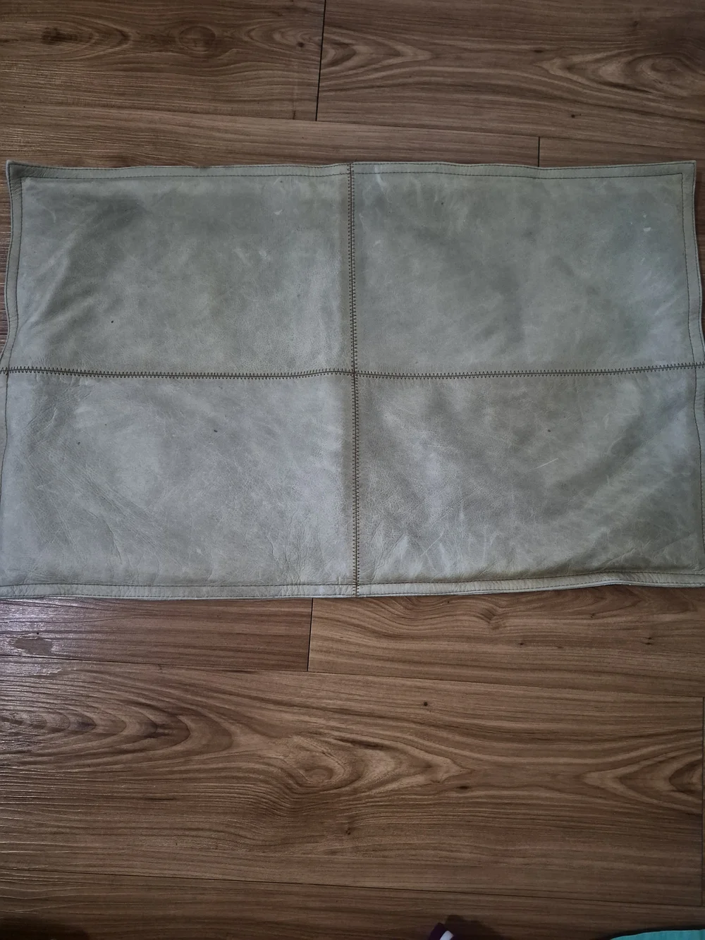 Pottery Barn Patchwork Leather Pillow Cover Gray Taupe 26x16 Rustic Modern